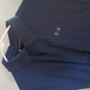 Under Armour Men's Polo, Long Sleeve, Large, Navy Blue, Almost New